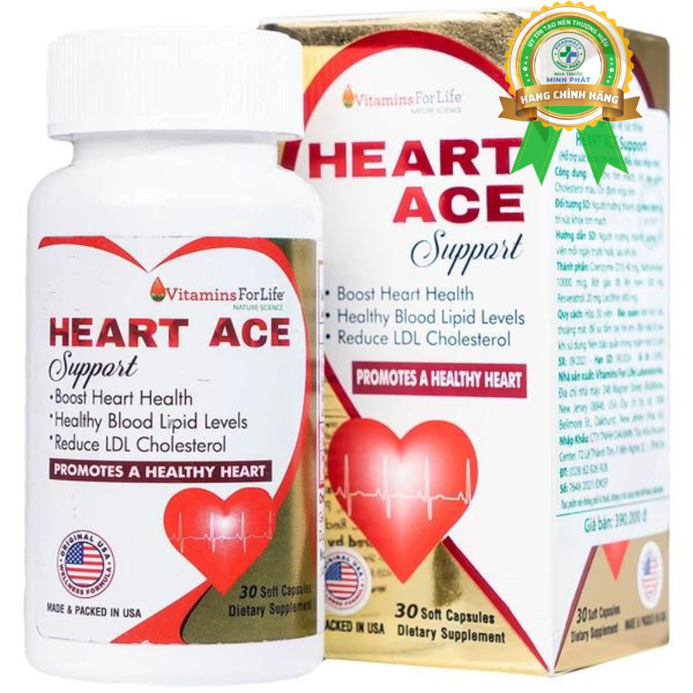 Viên uống Heart Ace Support Vitamins For Life hỗ trợ sức khỏe tim mạch (30 viên)